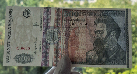 Romania, 500 lei 1992 Constantin Brancusi, filigran fata, mai rara, UNC [2]