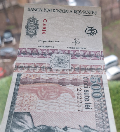 Romania, 500 lei 1992 seria C.0010/242257, filigran fata, Aunc [4]