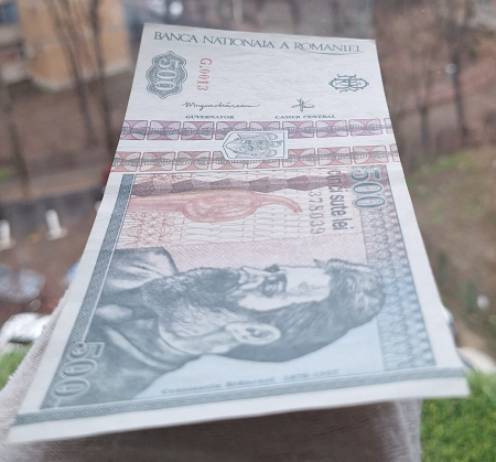 Romania, 500 lei 1992 seria G.0013/378039, filigran fata, Aunc [5]