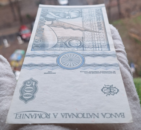 Romania, 500 lei 1992 seria G.0013/378039, filigran fata, Aunc [3]
