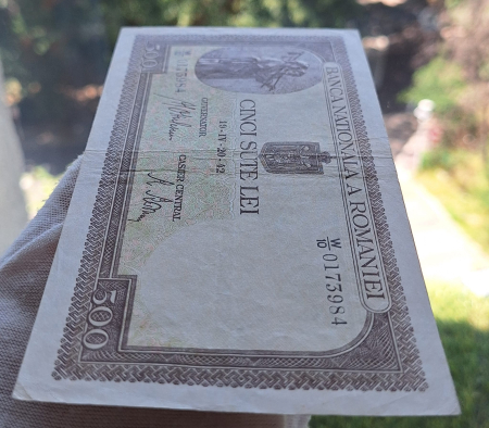 Romania 500 lei 20 Aprilie 1942, seria W/10 0173984, circulata [3]