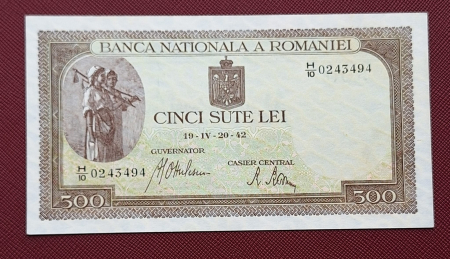 Romania 500 lei 20 Aprilie 1942, seria H/10 0243494, UNC- [0]