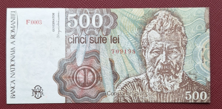 Bancnote Romania - Romania, 500 Lei Aprilie 1991, seria F.0003/709198, Aunc