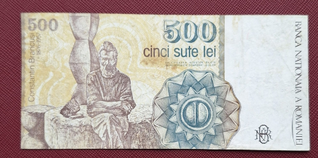 Romania, 500 Lei Aprilie 1991, seria G.0019/877906, stare buna [1]