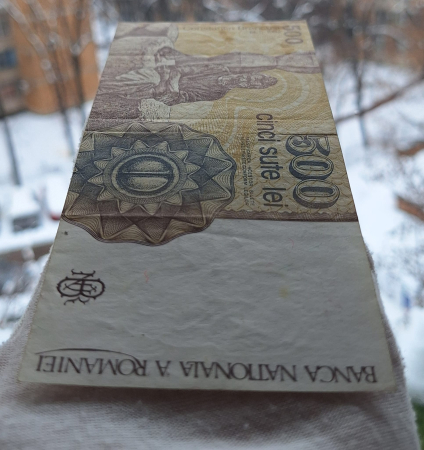 Romania, 500 Lei Aprilie 1991, seria E.0001/826137, stare buna [3]