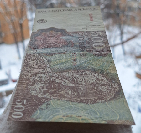 Romania, 500 Lei Aprilie 1991, seria G.0019/877906, stare buna [3]