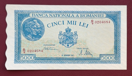 Romania, 5000 lei 22 Decembrie 1945, seria G/9 0204684, necirculata [0]