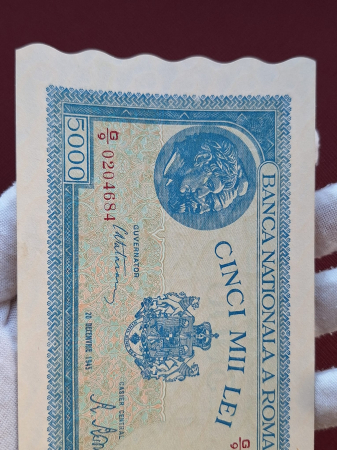 Romania, 5000 lei 22 Decembrie 1945, seria G/9 0204684, necirculata [8]