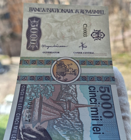 Romania, 5000 lei 1992, Avram Iancu, seria C.0003/000697, UNC [5]