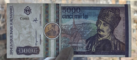 Romania, 5000 lei 1992, Avram Iancu, seria C.0003/000697, UNC [2]