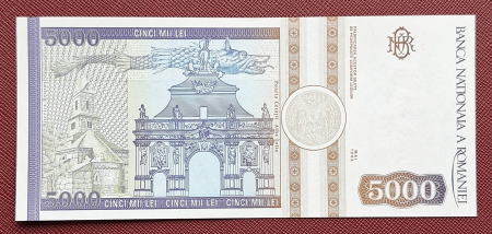 Romania, 5000 lei 1993, seria F.0026/860008, necirculata [1]