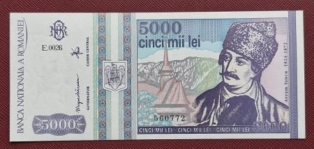 Bancnote Romania - Romania, 5000 lei 1993, seria E.0026/560772, necirculata