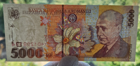 Romania 5000 lei 1998, filigran BNR mare, necirculata [3]