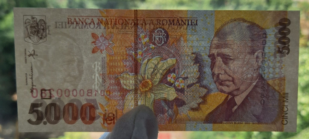 Romania 5000 lei 1998, filigran BNR mic, necirculata [2]