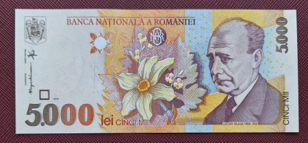 Bancnote Romania - Romania 5000 lei 1998, filigran BNR mic, necirculata