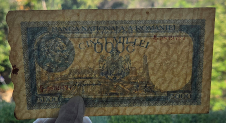 Romania, 5000 lei 15 Decembrie 1944, seria E/3 0859737, circulata [2]