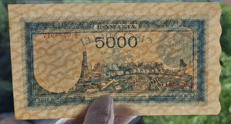 Romania, 5000 lei 21 August 1945, seria I/6 0388917, stare buna [3]