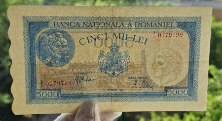 Romania, 5000 lei 28 Septembrie 1943, seria I/1 0179799, stare buna [2]