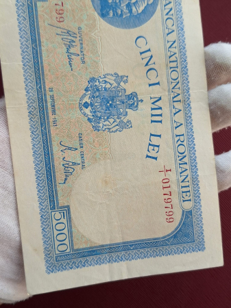 Romania, 5000 lei 28 Septembrie 1943, seria I/1 0179799, stare buna [5]
