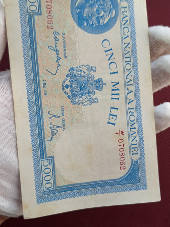 Romania, 5000 lei 2 Mai 1944, seria W/1 0708062, stare buna [5]
