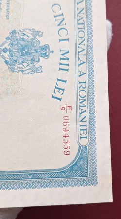 Romania, 5000 lei Decembrie 1945, seria F/9 0694559, Aunc [6]