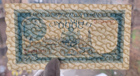 Romania, 5000 lei Decembrie 1945, seria F/9 0694562, Aunc [2]