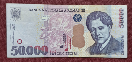 Bancnote Romania - Romania, 50000 lei 2000, seria 004D2005992, stare buna