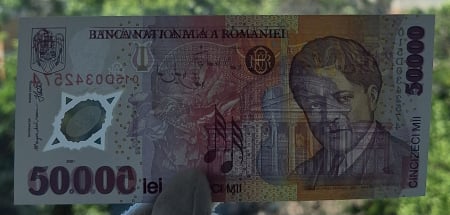 Romania, 50000 lei 2001 George Enescu, seria 015D0342574, UNC [2]