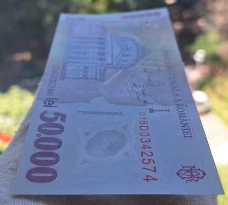 Romania, 50000 lei 2001 George Enescu, seria 015D0342574, UNC [5]