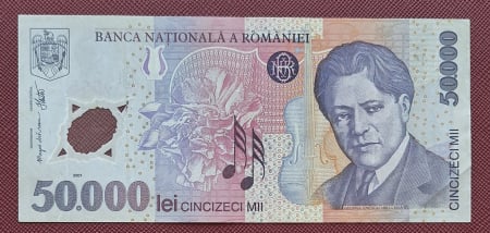 Bancnote Romania - Romania, 50000 lei 2001 George Enescu, seria 017A0655953, circulata