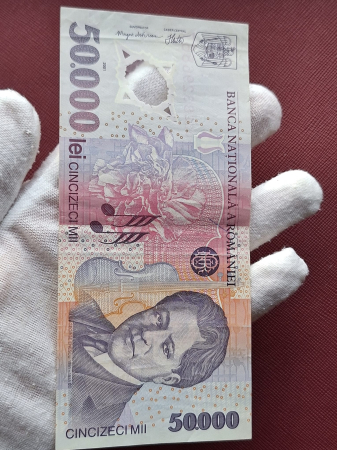 Romania, 50000 lei 2001 George Enescu, seria 022B3296867, circulata [5]