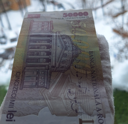 Romania, 50000 lei 2001 George Enescu, seria 023C2574311, stare buna [3]