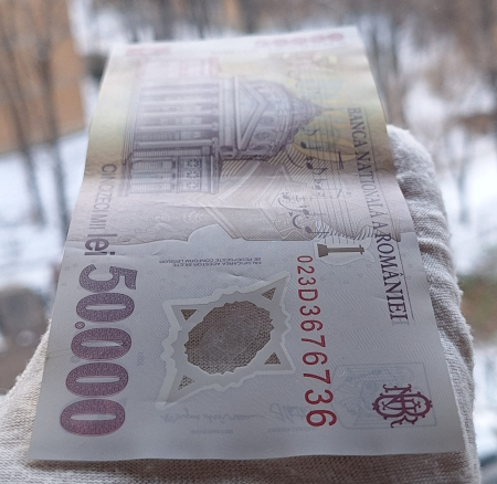 Romania, 50000 lei 2001 George Enescu, seria 023D3676736, Aunc [4]