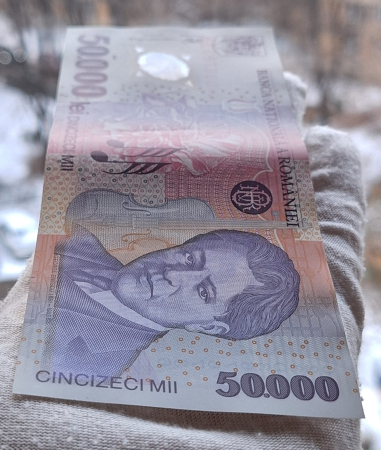 Romania, 50000 lei 2001 George Enescu, seria 023D3676736, Aunc [3]