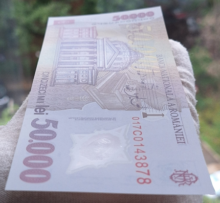 Romania, 50000 lei 2001 George Enescu, seria 017C0143878, UNC [3]