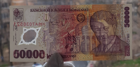 Romania, 50000 lei 2001 George Enescu, seria 036A7036521, circulata [2]