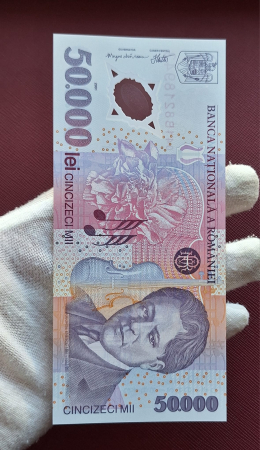Romania, 50000 lei 2001 George Enescu, seria 041B8218943, UNC [5]