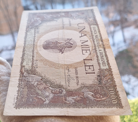 Romania bancnota 1000 lei 1939, cu supratipar, circulata [5]