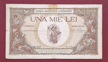 Bancnote - Romania bancnota 1000 lei 1939, cu supratipar, circulata