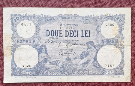 Bancnote - Romania bancnota 20 lei 1920, circulata, rara