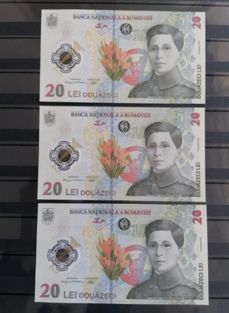 Idei cadouri - Romania, bancnota 20 lei 2021, Ecaterina Teodoroiu, necirculate, 3 consecutive
