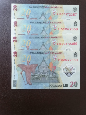 Romania, bancnota 20 lei 2021, Ecaterina Teodoroiu, necirculate, 4 consecutive [1]