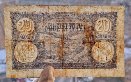 Romania bancnota 20 lei, 31 Ianuarie 1929, circulata [2]