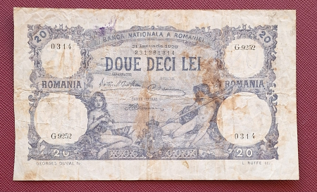 Bancnote - Romania bancnota 20 lei, 31 Ianuarie 1929, circulata