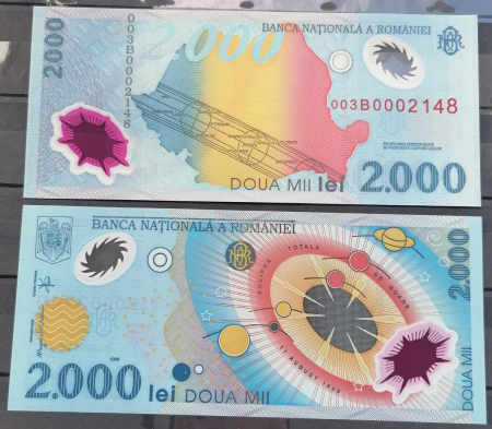 Romania, bancnota 2000 lei 1999, eclipsa de soare, necirculata [1]