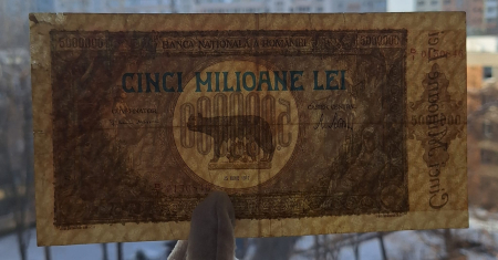 Romania bancnota 5 milioane lei 1947, circulata [2]