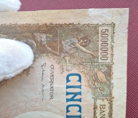 Romania bancnota 5 milioane lei 1947, circulata [6]