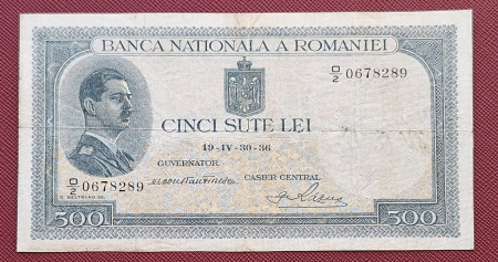 Bancnote - Romania, bancnota 500 lei 1936, Regele Carol II, circulata