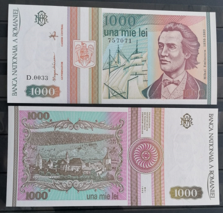 Romania, 1000 lei 1993, Mihai Eminescu, necirculata [1]
