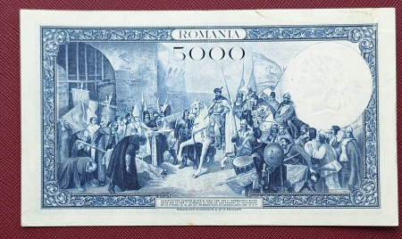 Romania bancnota 5000 lei 1931, seria Z/1 057,800, circulata [1]